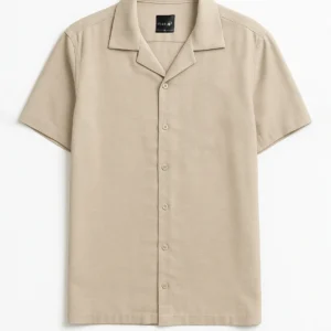 Fawn Jacquard Cuban Collar Shirt