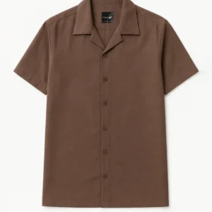 Light Chocolate  Cuban Collar Shirt
